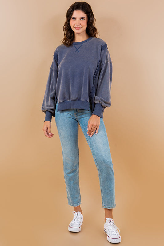 Essential Washed Pullover Sweatshirt Top