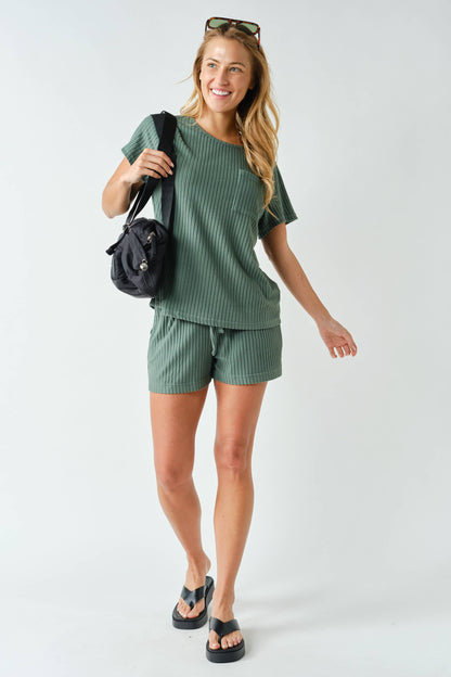 Softcore Ribbed Lounge Pocket Tee