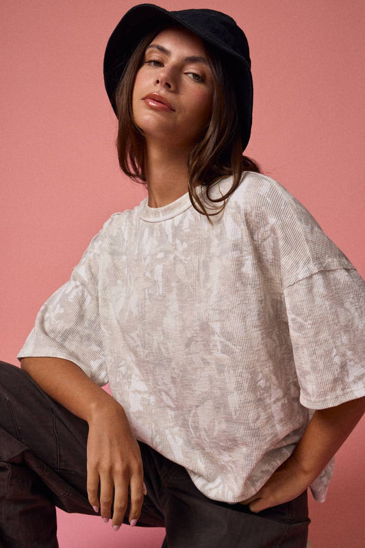 NATURE CAMO RIBBED LOOSE FIT SHIRT