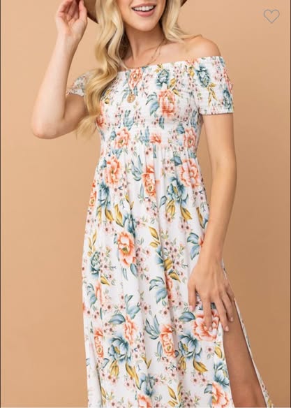 Smocked Off The Shoulder Midi