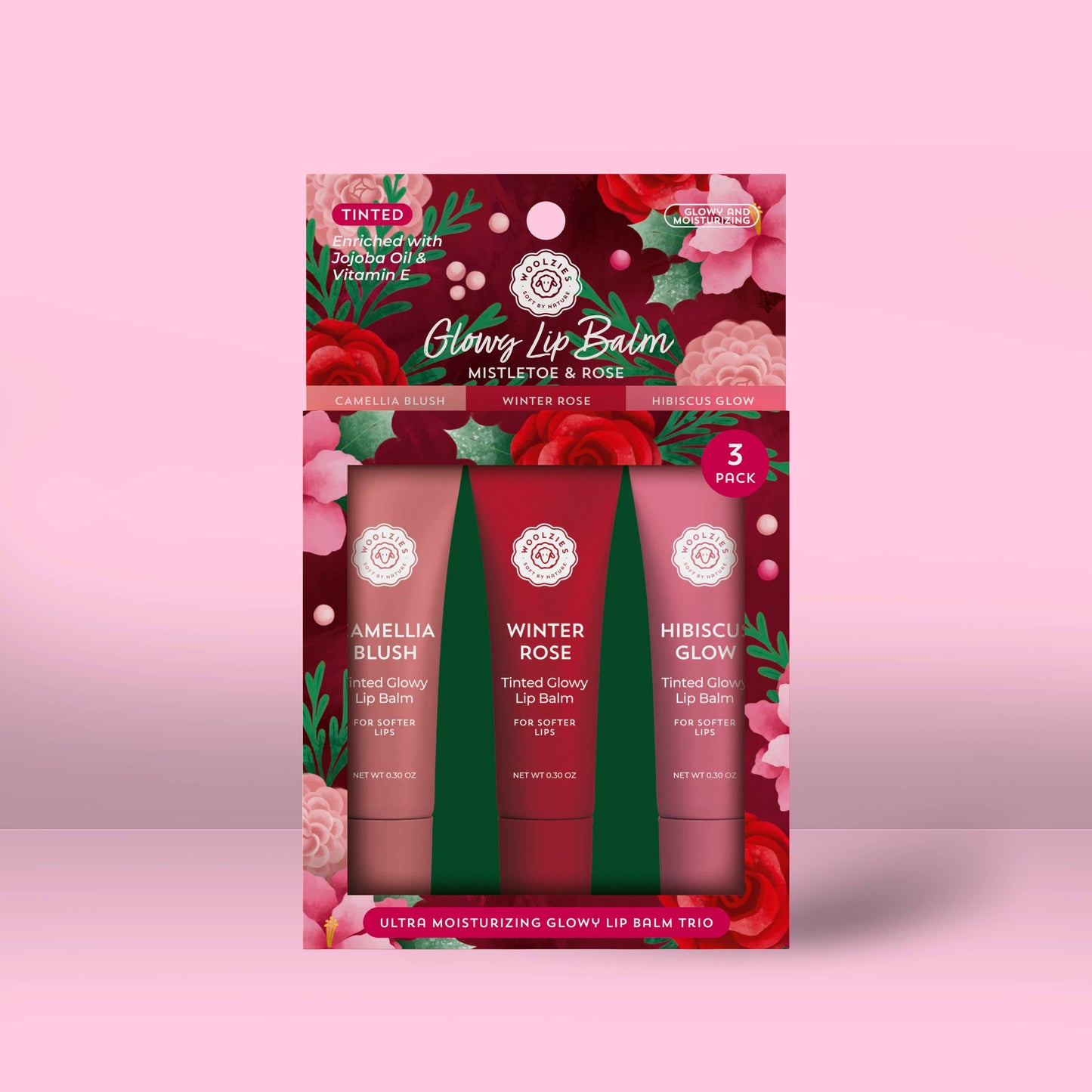 Mistletoe & Rose Glowy Lip Balm Trio