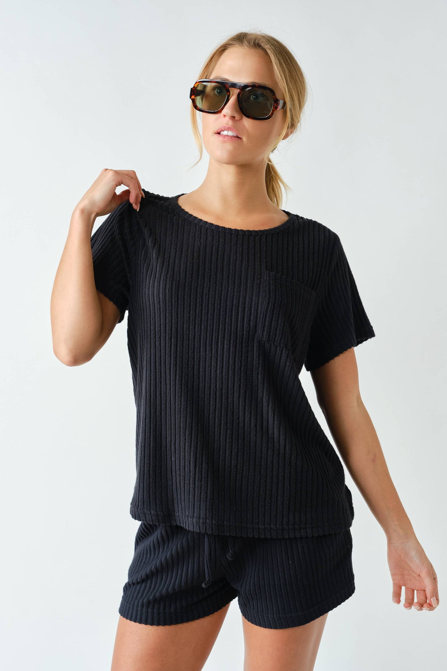 Softcore Ribbed Lounge Pocket Tee
