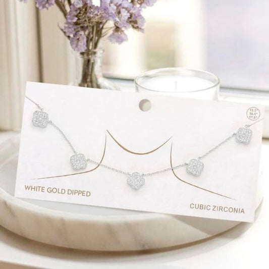 White Gold Dipped Filled Quatrefoil Necklace