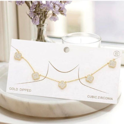 Gold Dipped Filled Quatrefoil Necklace