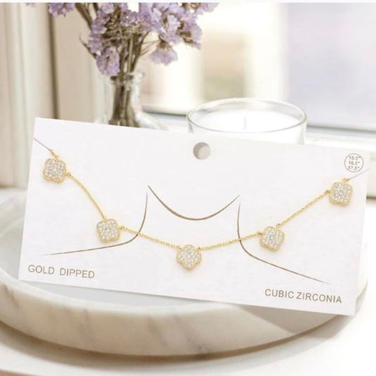 Gold Dipped Filled Quatrefoil Necklace