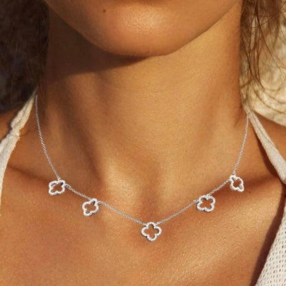 White Gold Dipped Quatrefoil Necklace