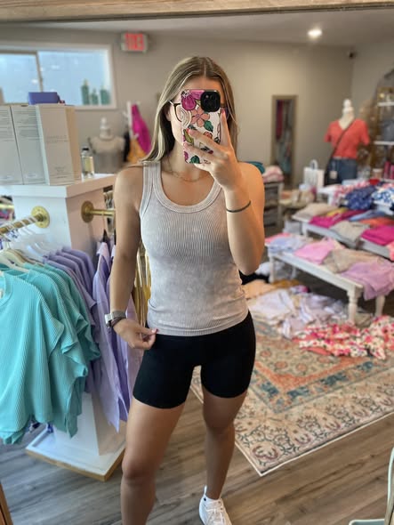 Full Length Ribbed Washed Tank