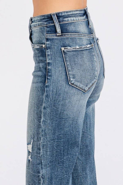 High Rise Stretch Slim Wide Leg Jean