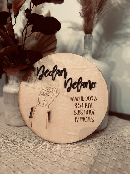 Birth Announcement & Bracelet Holder