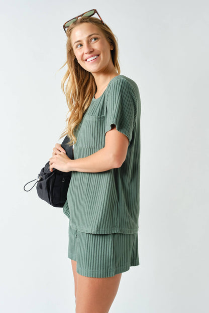 Softcore Ribbed Lounge Pocket Tee