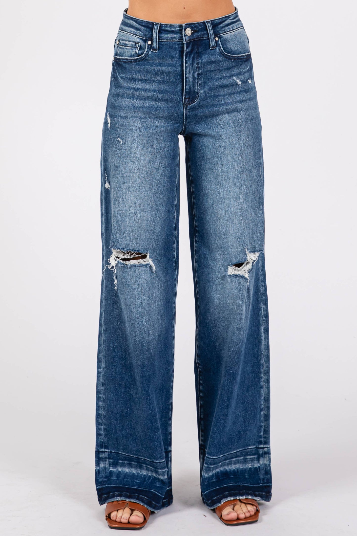 Destroyed High Rise Relaxed Wide Leg Jean