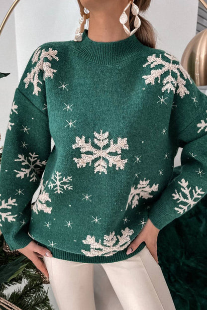 Snowflake Mock Neck Sweater