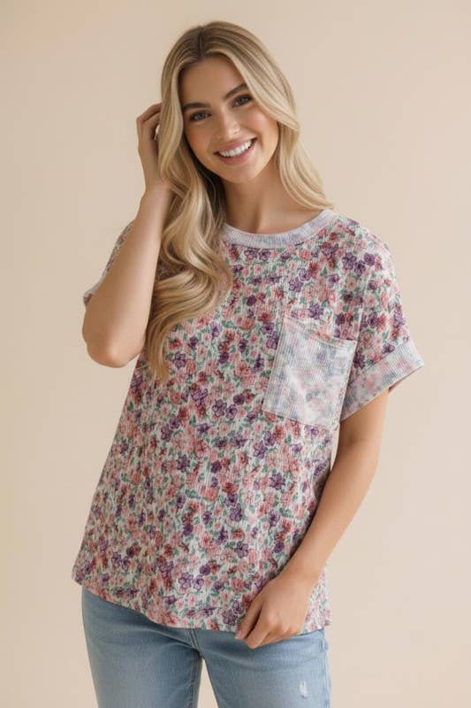Ribbed Floral Doman Top