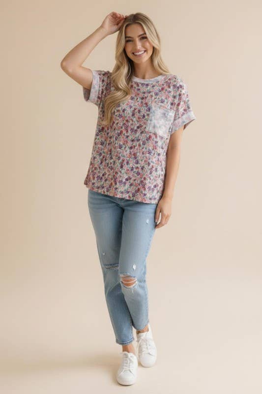Ribbed Floral Doman Top