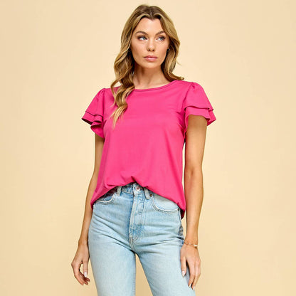Hot Pink Double Ruffled Top