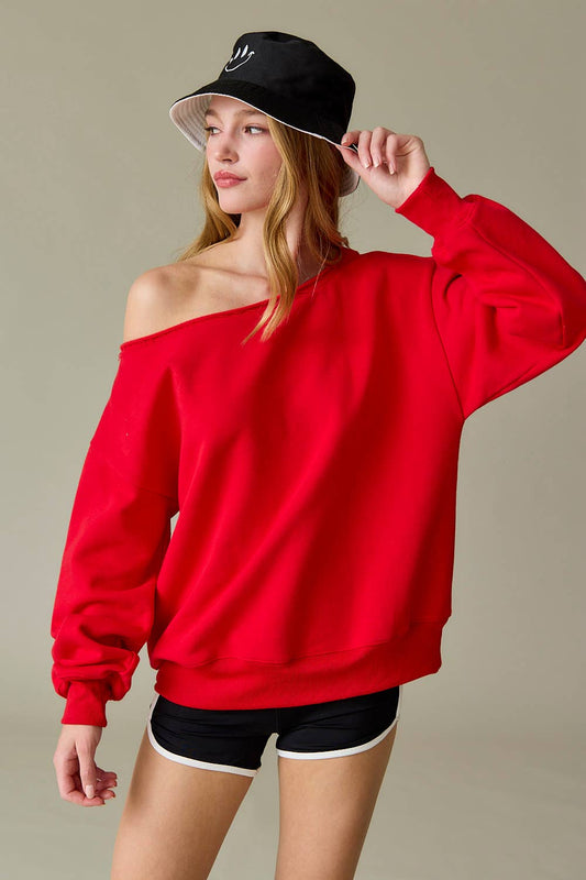 Evelyn Loose Fit One Shoulder Sweatshirt