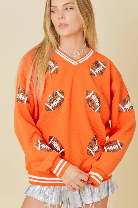 Quilted Fabric with Football Patch Game day Top