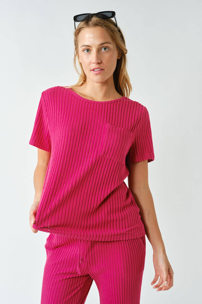 Softcore Ribbed Lounge Pocket Tee