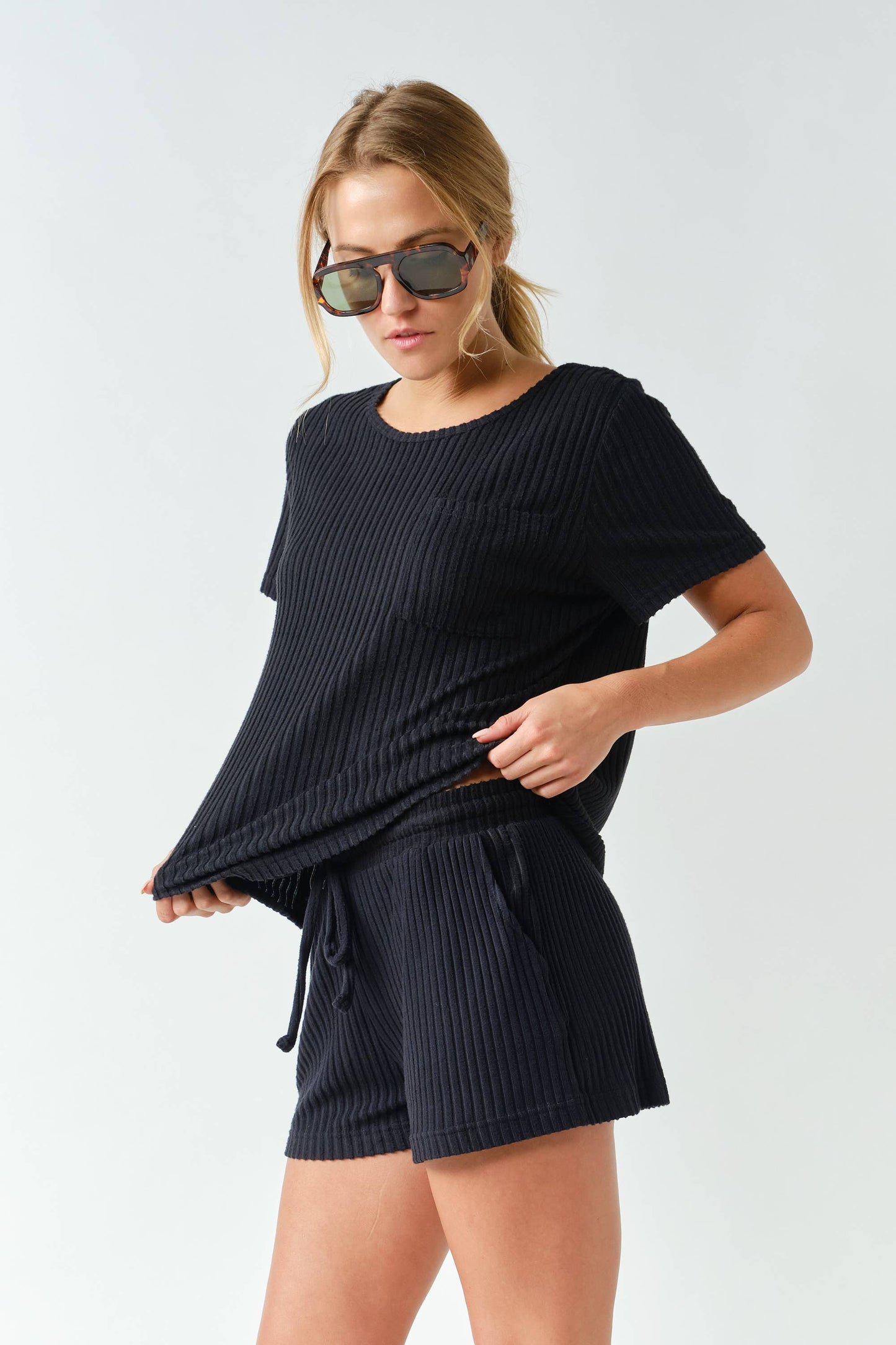 Softcore Ribbed Lounge Pocket Tee