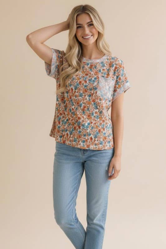 Ribbed Floral Doman Top
