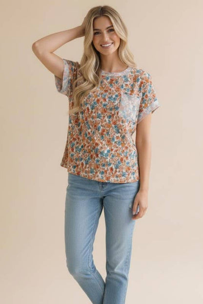 Ribbed Floral Doman Top