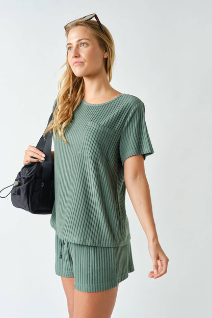 Softcore Ribbed Lounge Pocket Tee