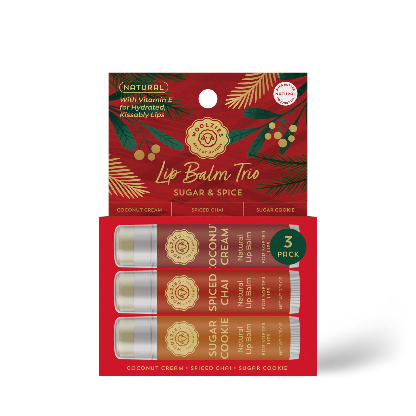 Natural Shea Butter Lip Balm Trio – Sugar & Spice