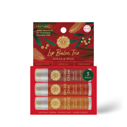 Natural Shea Butter Lip Balm Trio – Sugar & Spice