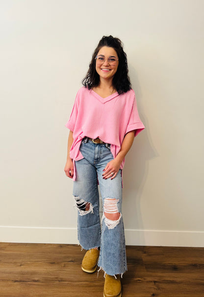 Charlie Ribbed V-Neck Top