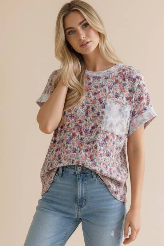 Ribbed Floral Doman Top