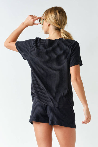 Softcore Ribbed Lounge Pocket Tee