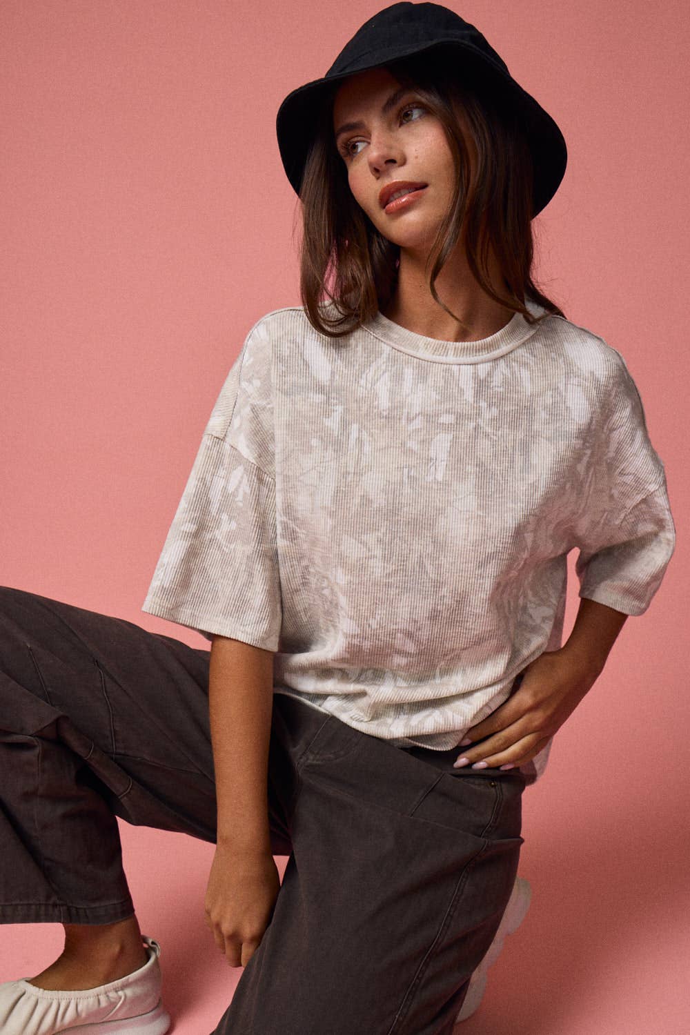 NATURE CAMO RIBBED LOOSE FIT SHIRT