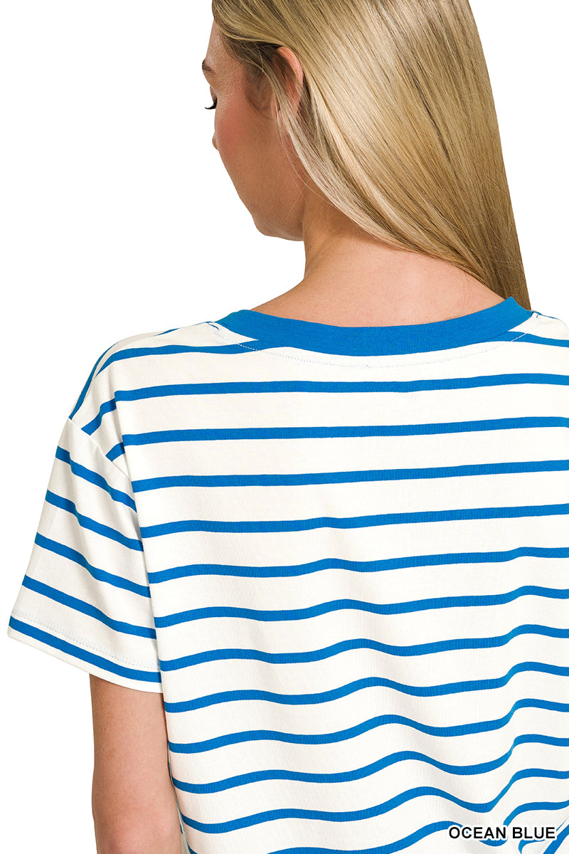 Striped V-Neck Basic Tees