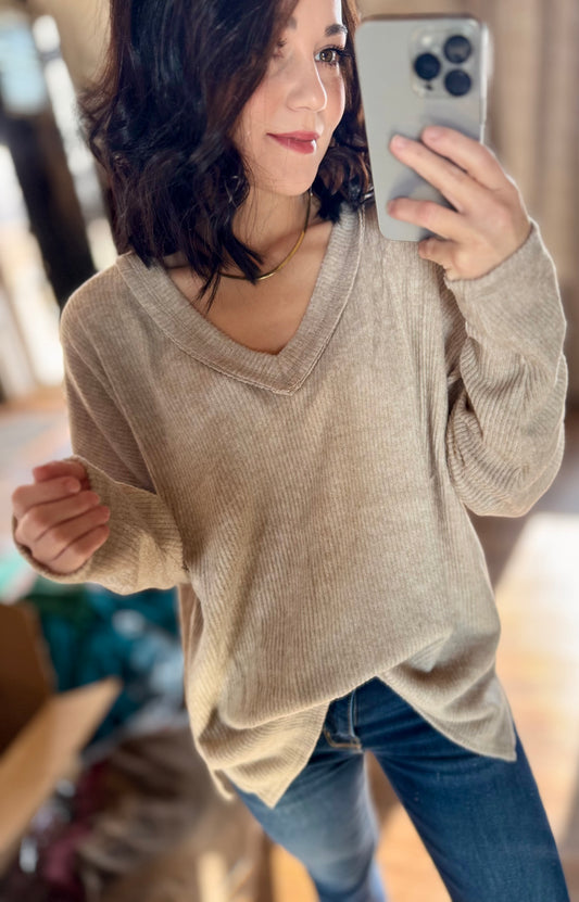 Blaire Long Sleeve Ribbed V-Neck