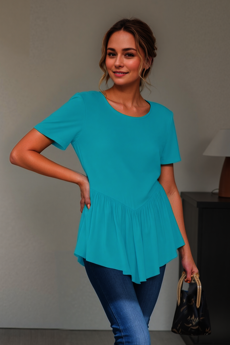 Basic Short Sleeve with Ruffled Detail