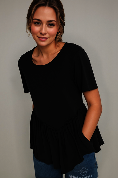 Basic Short Sleeve with Ruffled Detail