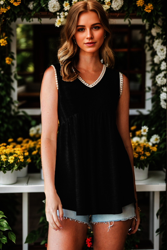 Lace Detail Babydoll Tank