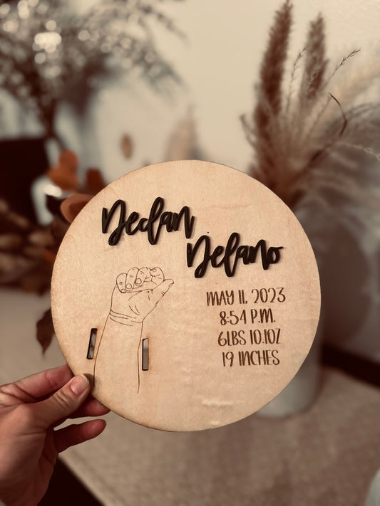 Birth Announcement & Bracelet Holder