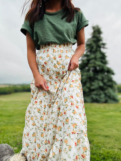 Circular Skirt in Peach Nectarine