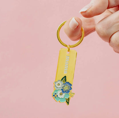 Enamel Floral Keychain - Mama