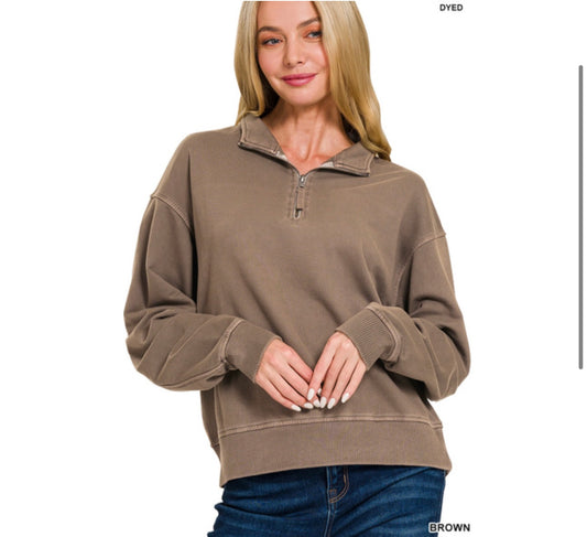 Mocha Terry 1/4 Zip Pullover