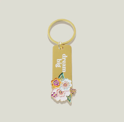 Enamel Floral Keychain - Dream Big