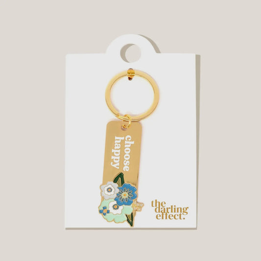 Enamel Floral Keychain - Choose Happy
