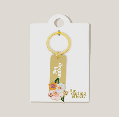 Enamel Floral Keychain - Dream Big