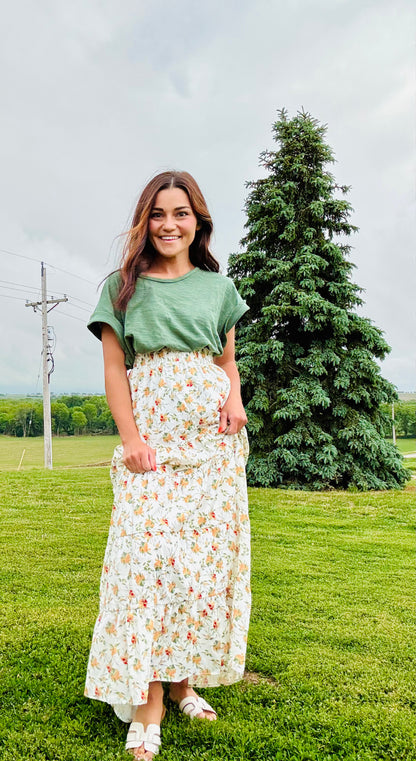 Circular Skirt in Peach Nectarine