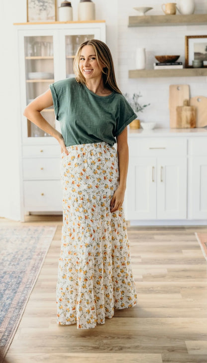 Circular Skirt in Peach Nectarine