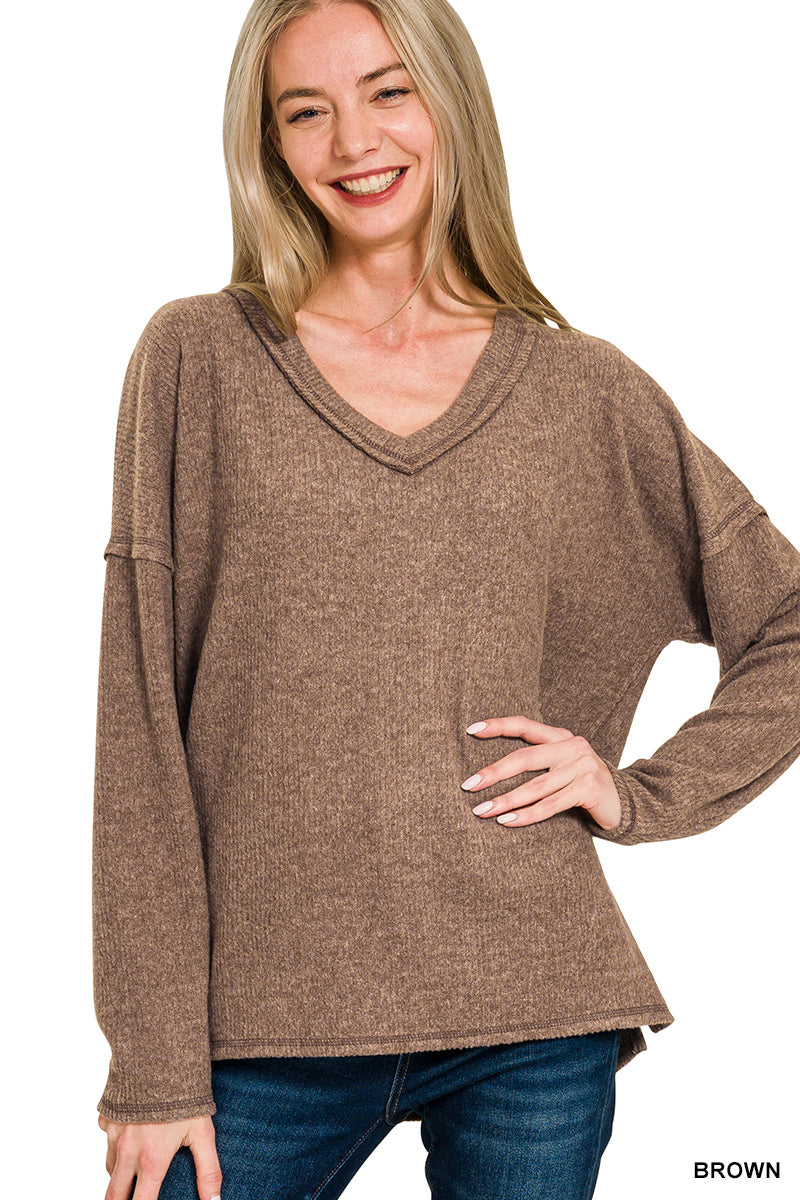 Blaire Long Sleeve Ribbed V-Neck
