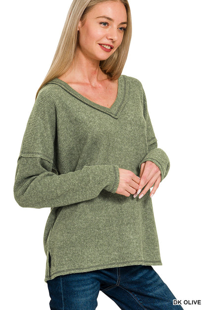 Blaire Long Sleeve Ribbed V-Neck