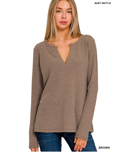 Anika Waffle V-Neck