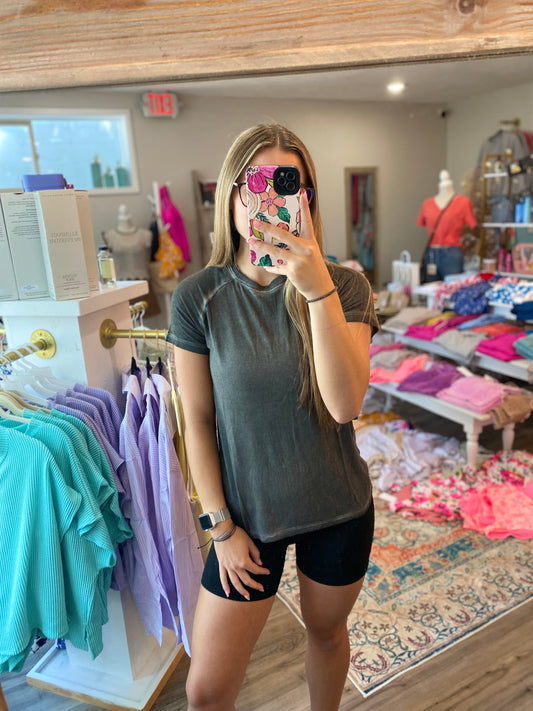 Washed round neck top